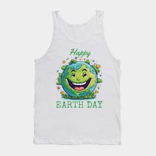 Funny Earth Day Smile Face Earth Cool Happy Earth Day 2024 Tank Top